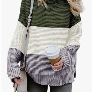 Women Casual Turtleneck Knitted Pullover Sweater